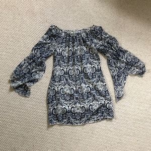Printed Off the Shoulder Bell Sleeve Dress